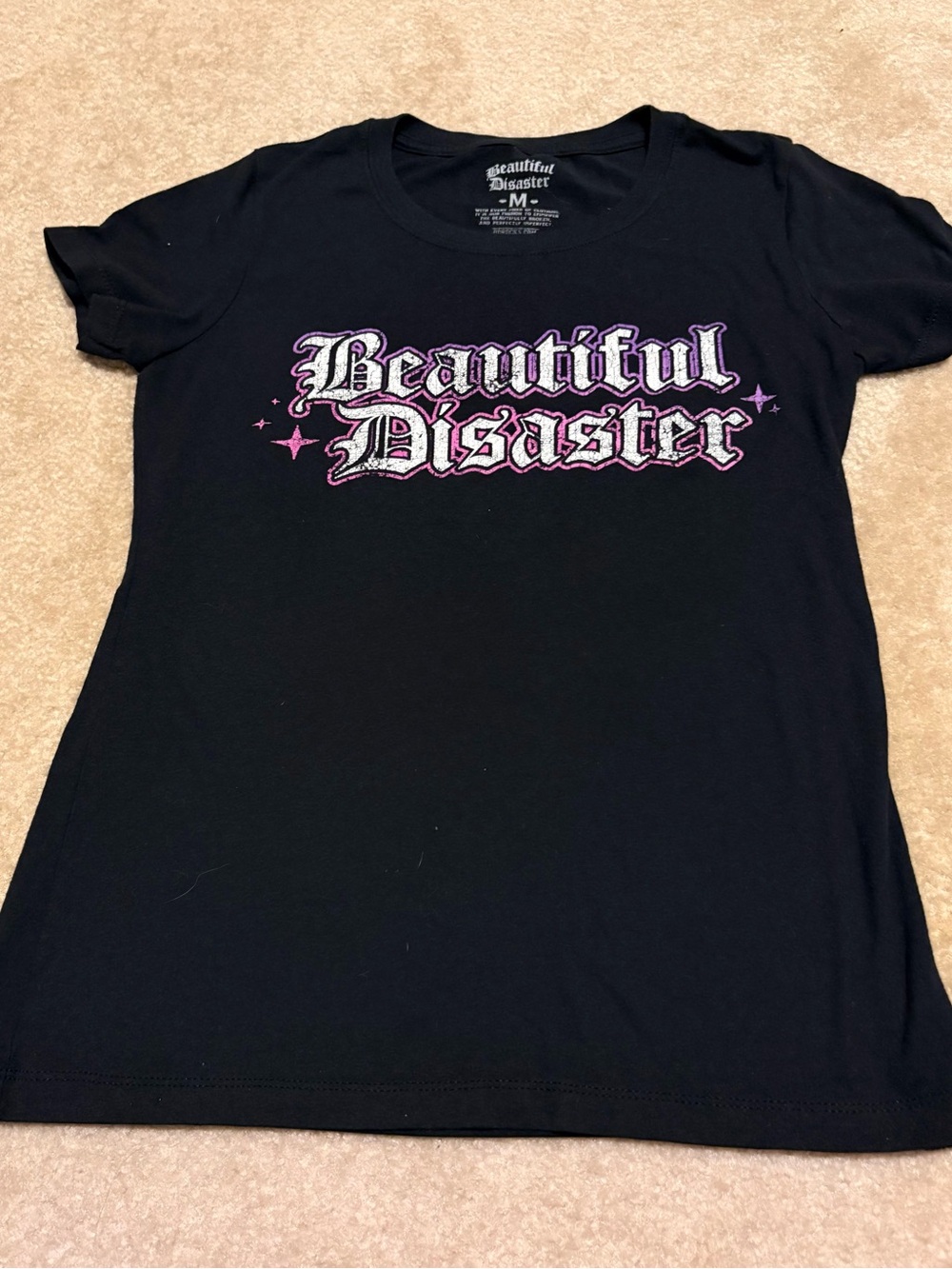 Beautiful Disaster Women's Black Graphic Tee - Logo Front